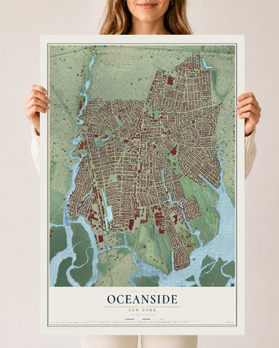 Oceanside, New York map print, 24" x 36" Archival Matte Print mockup