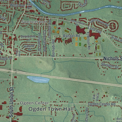 Close-up 1 of the Ogden, New York map artwork