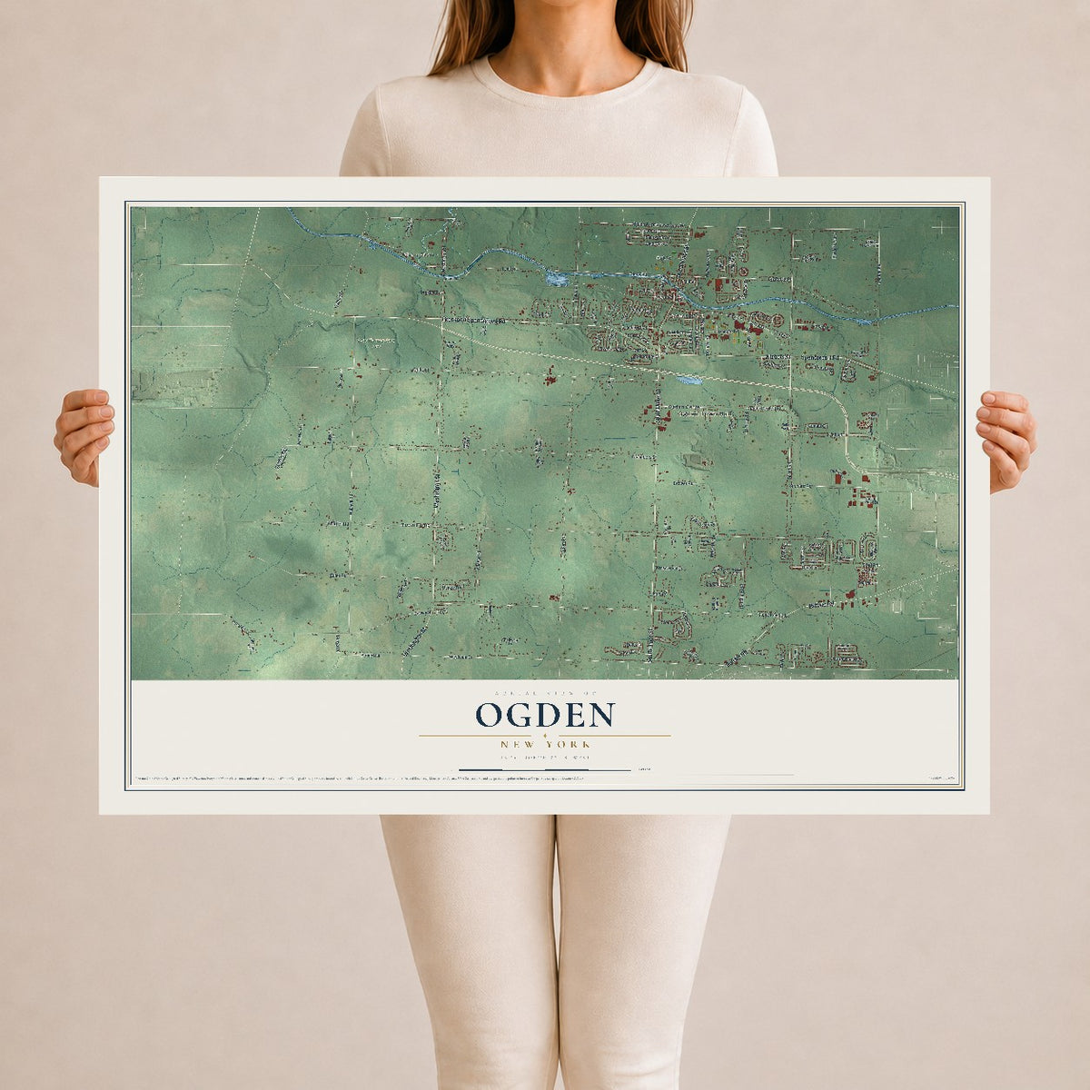 Ogden, New York map print, 24" x 36" Archival Matte Print mockup