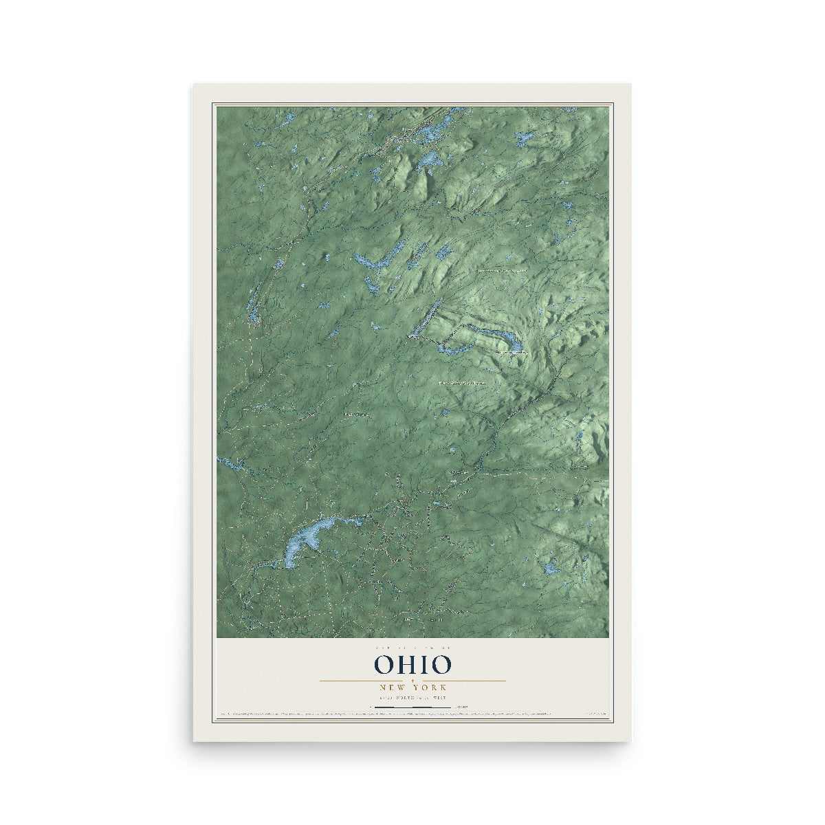 Ohio, New York map print, 12" x 18" Archival Matte Print mockup