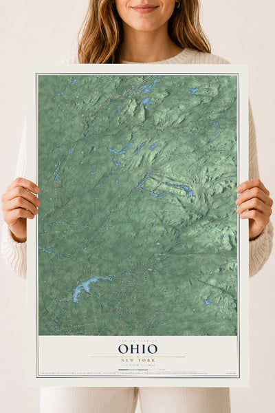 Ohio, New York map print, 18" x 24" Archival Matte Print mockup