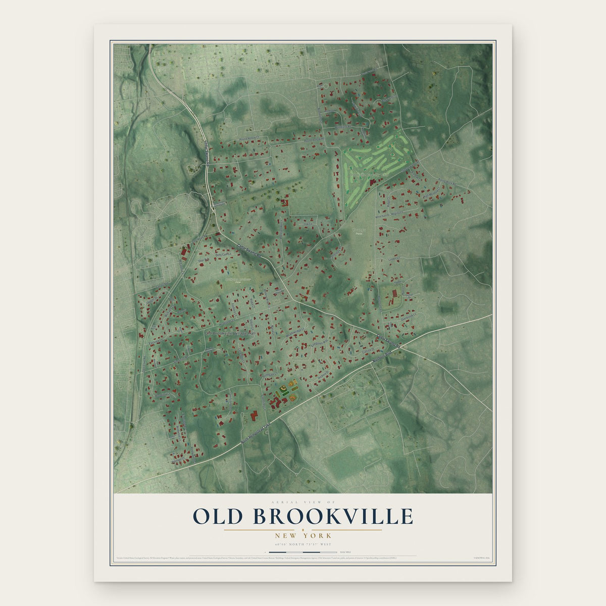 Old Brookville, New York map print, the full design