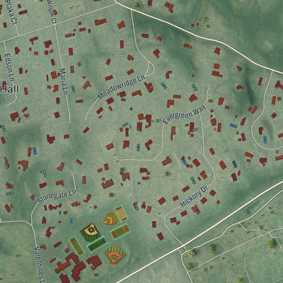 Close-up of the map of Old Brookville, New York print showing street and building detail