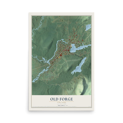 Old Forge, New York map print, 12" x 18" Archival Matte Print mockup