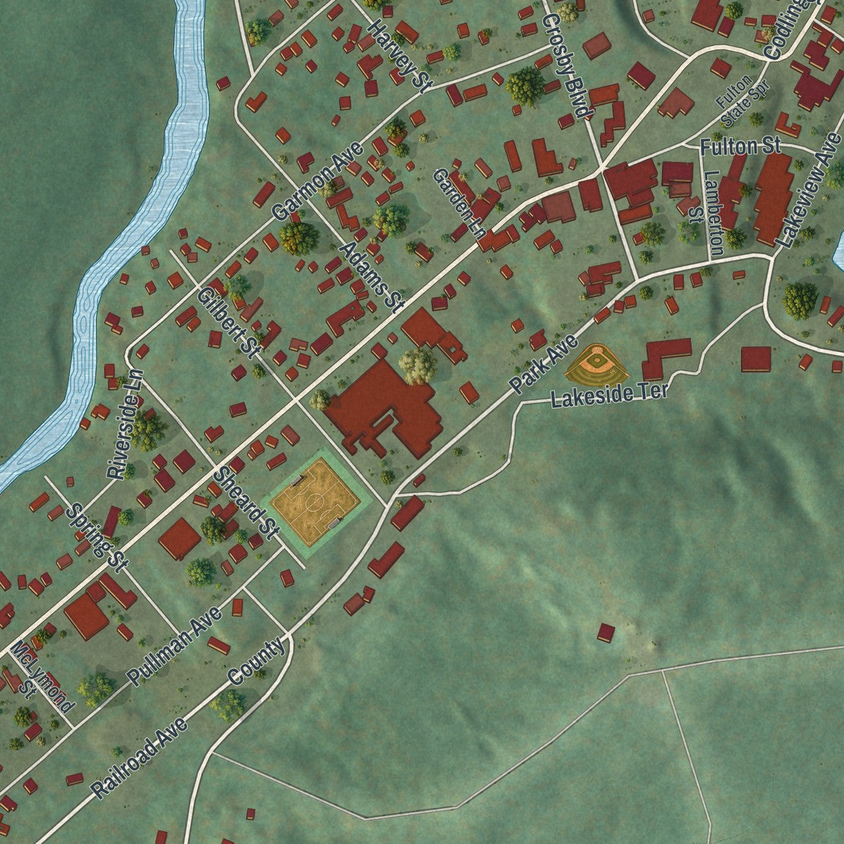 Close-up 1 of the Old Forge, New York map artwork