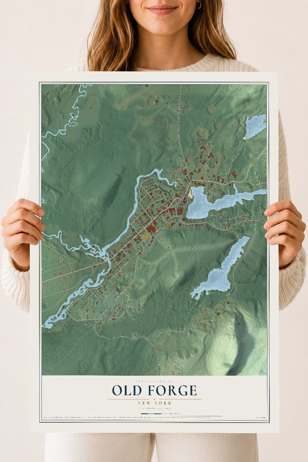 Old Forge, New York map print, 18" x 24" Archival Matte Print mockup