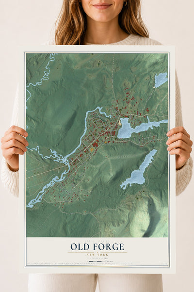 Old Forge, New York map print, 18" x 24" Archival Matte Print mockup