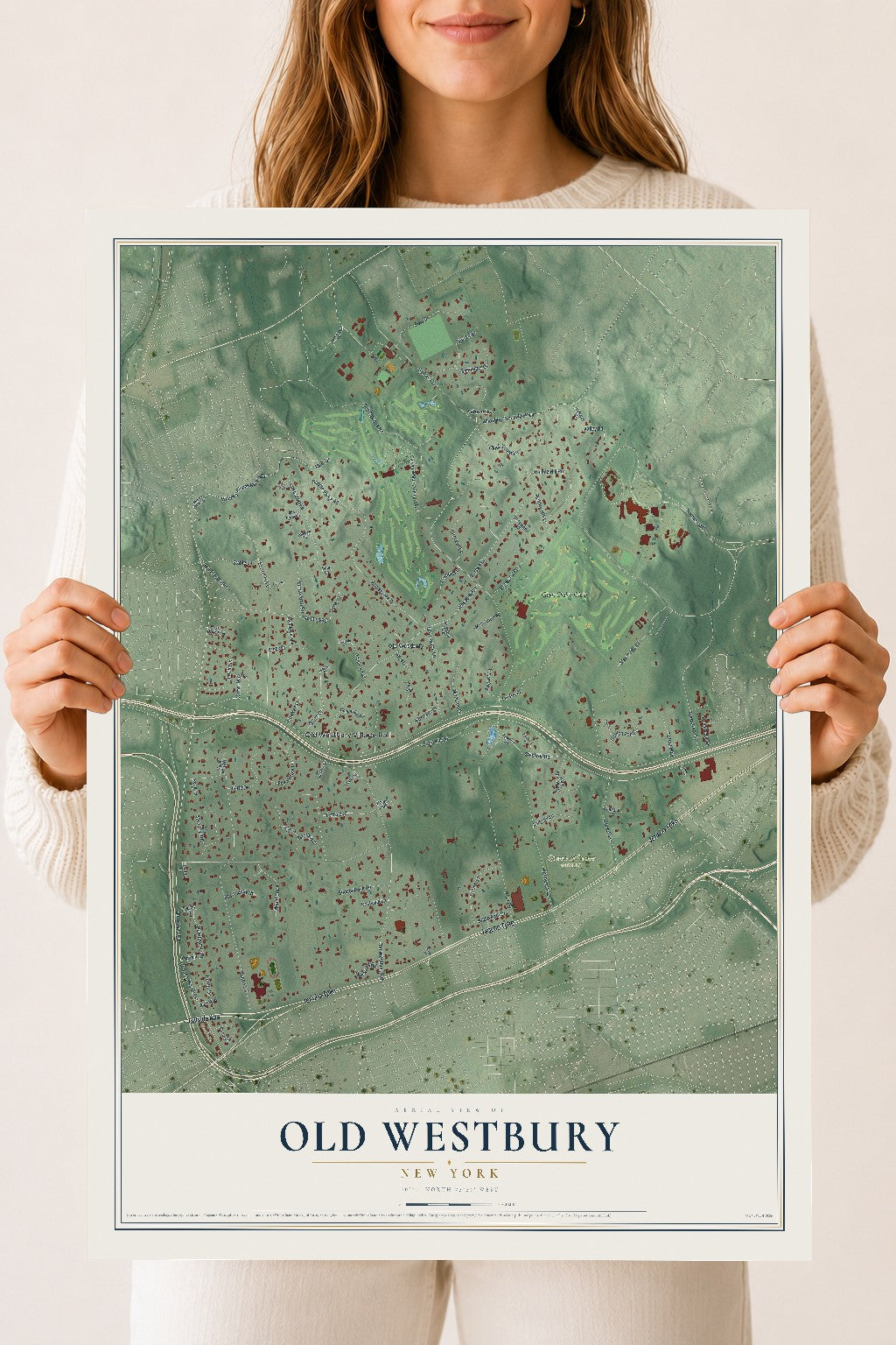 Old Westbury, New York map print, 18" x 24" Archival Matte Print mockup