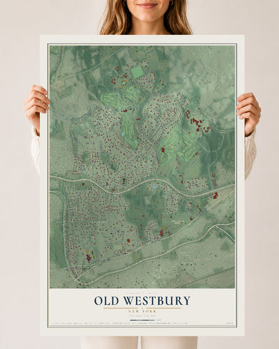 Old Westbury, New York map print, 24" x 36" Archival Matte Print mockup