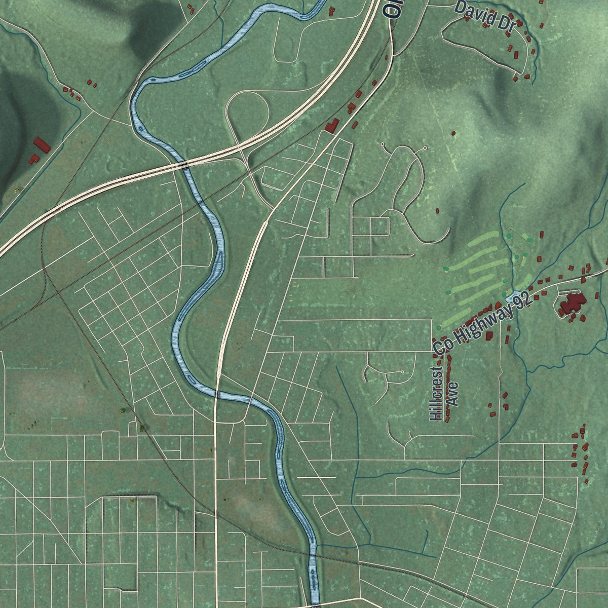 Close-up 1 of the Olean, New York map artwork