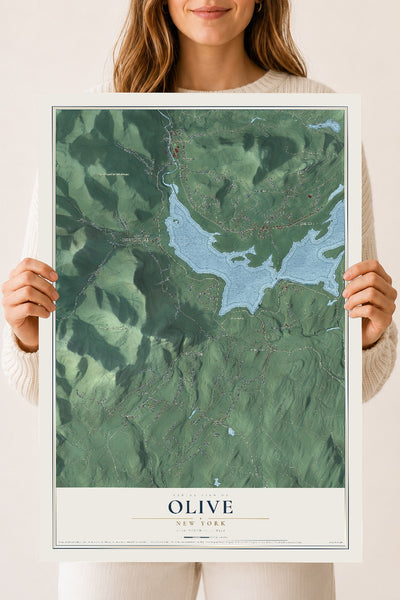 Olive, New York map print, 18" x 24" Archival Matte Print mockup