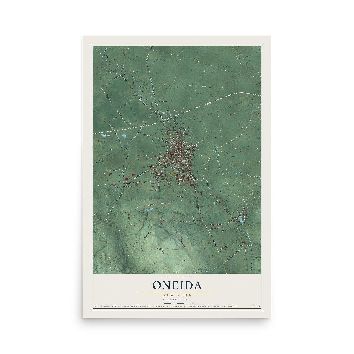 Oneida, New York map print, 12" x 18" Archival Matte Print mockup