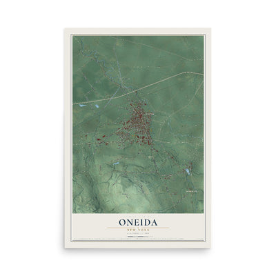 Oneida, New York map print, 12" x 18" Archival Matte Print mockup