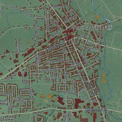Close-up 1 of the Oneida, New York map artwork
