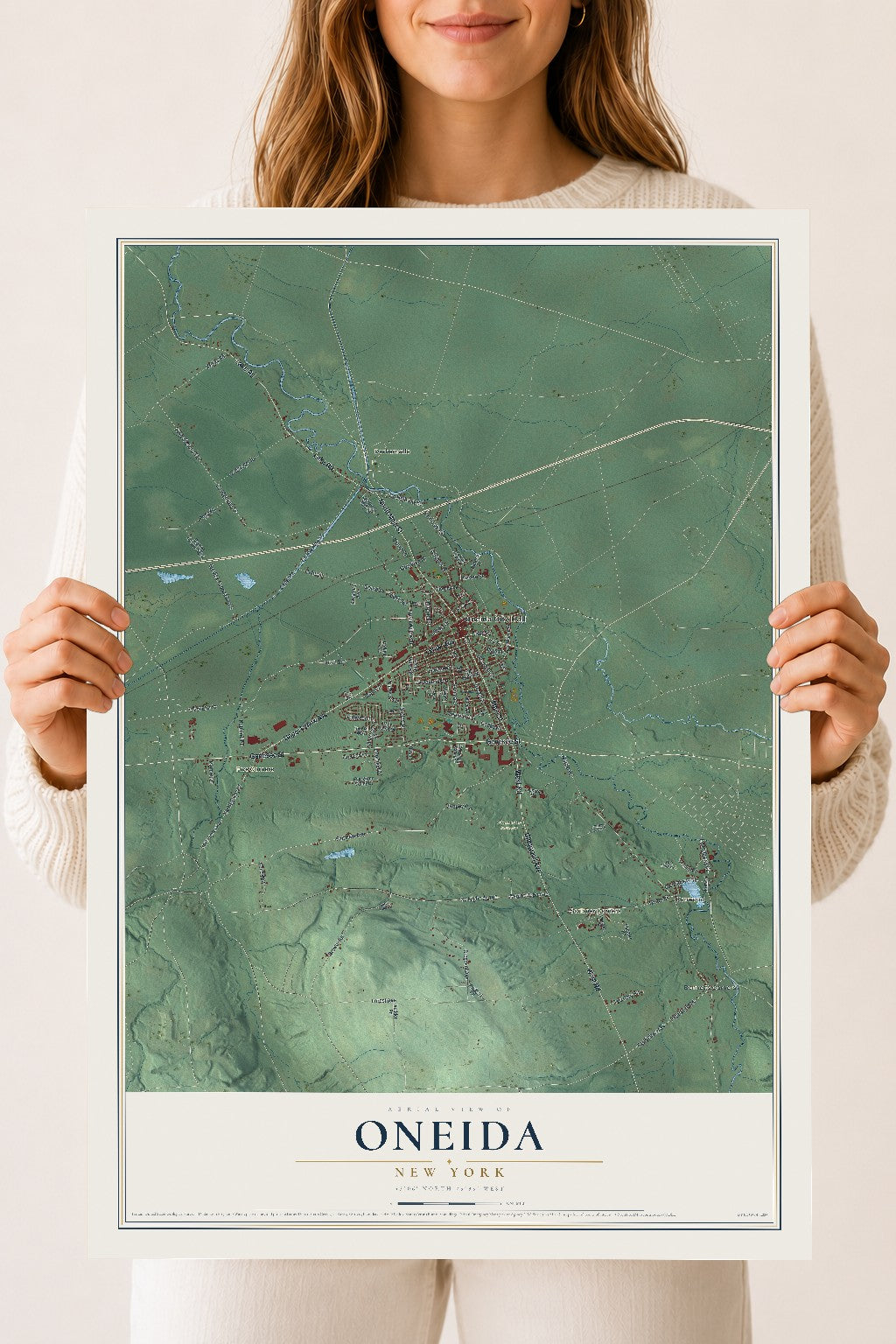 Oneida, New York map print, 18" x 24" Archival Matte Print mockup