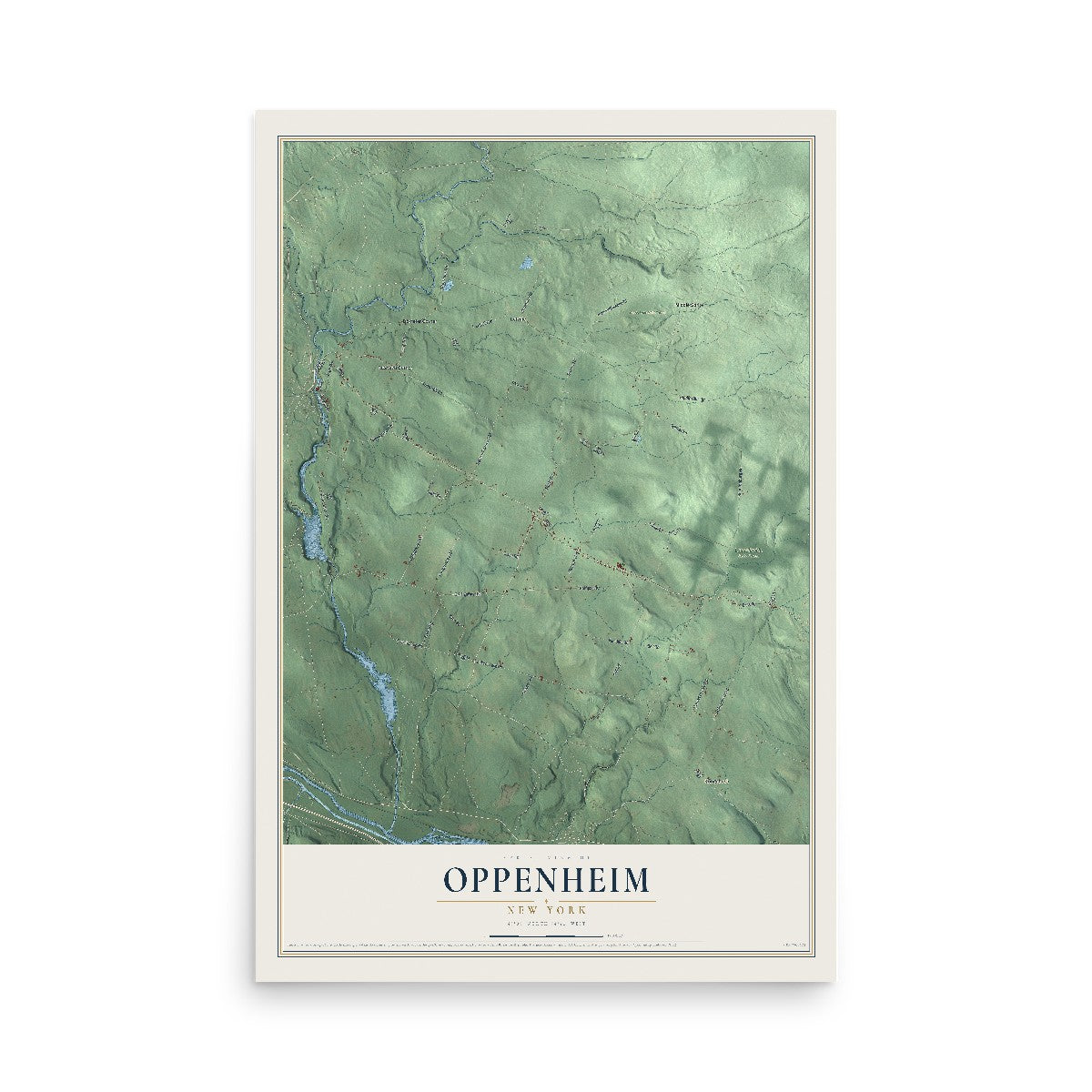Oppenheim, New York map print, 12" x 18" Archival Matte Print mockup