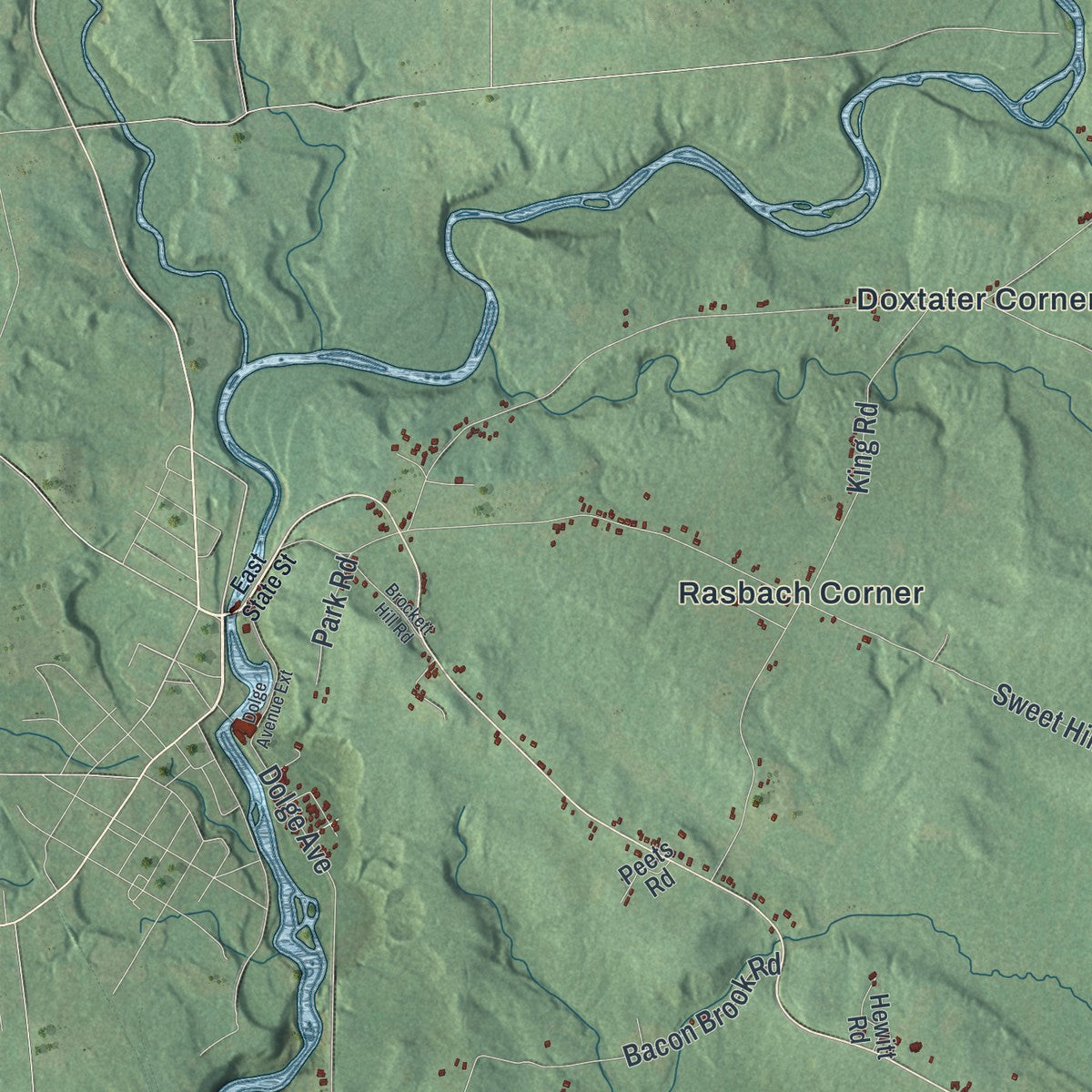 Close-up 1 of the Oppenheim, New York map artwork