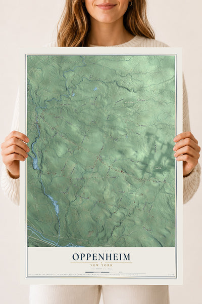 Oppenheim, New York map print, 18" x 24" Archival Matte Print mockup