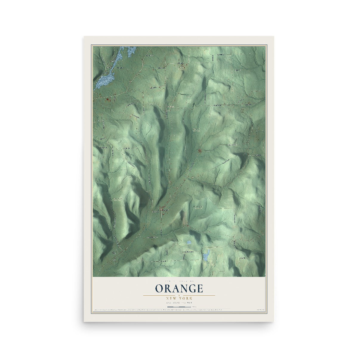 Orange, New York map print, 12" x 18" Archival Matte Print mockup