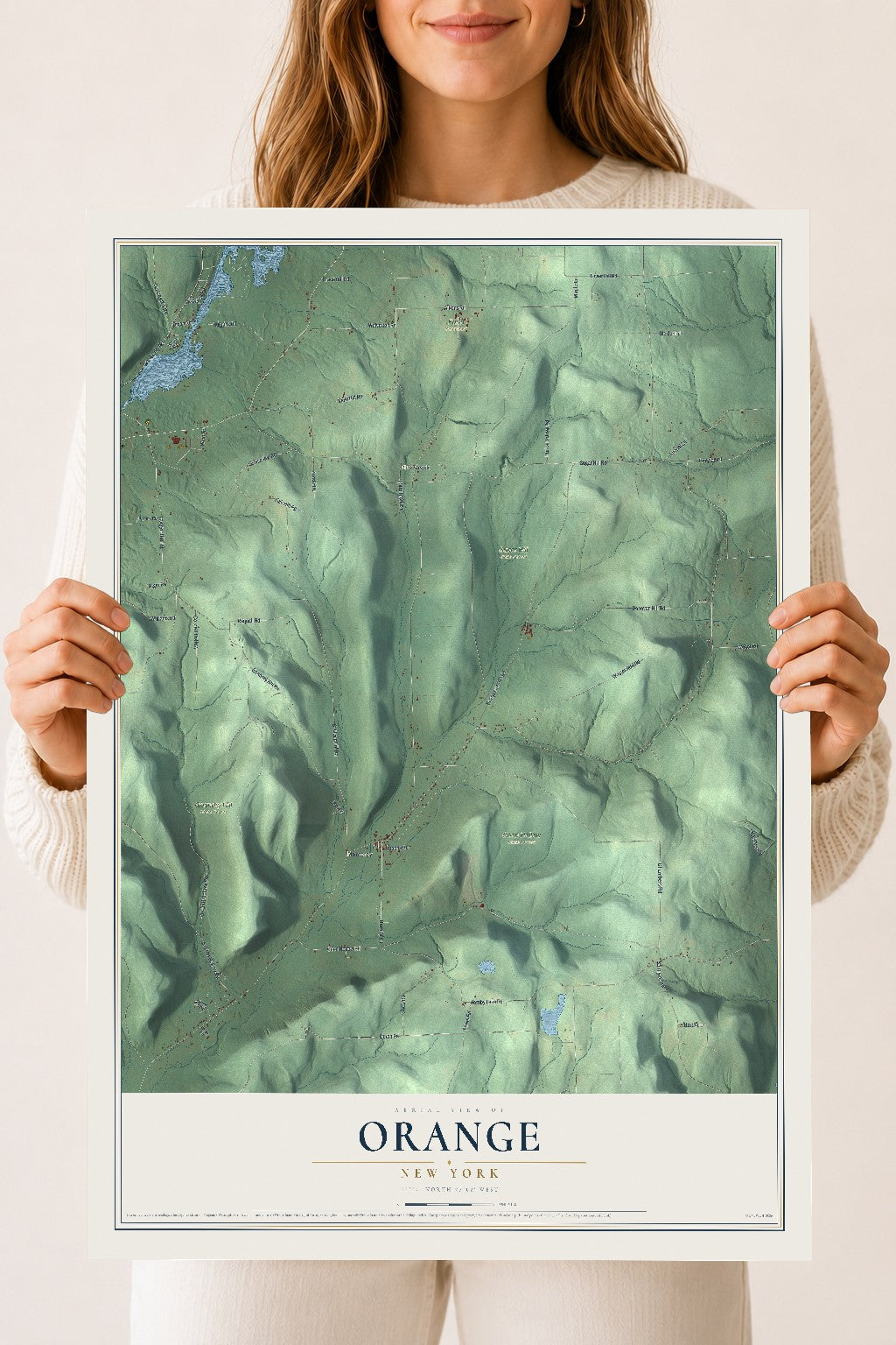 Orange, New York map print, 18" x 24" Archival Matte Print mockup