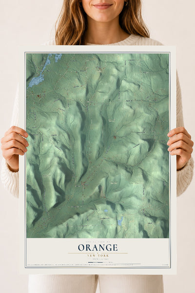 Orange, New York map print, 18" x 24" Archival Matte Print mockup