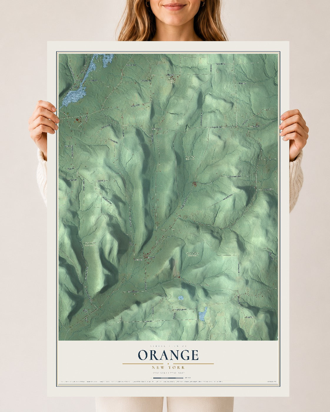 Orange, New York map print, 24" x 36" Archival Matte Print mockup