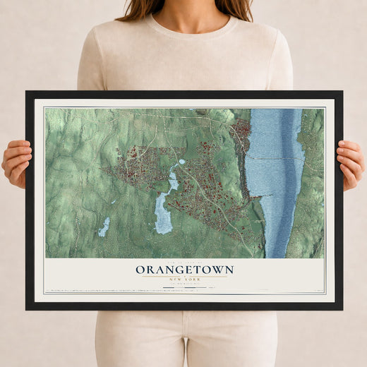Map of Orangetown, New York, 12 x 18 inch print in a black wood frame