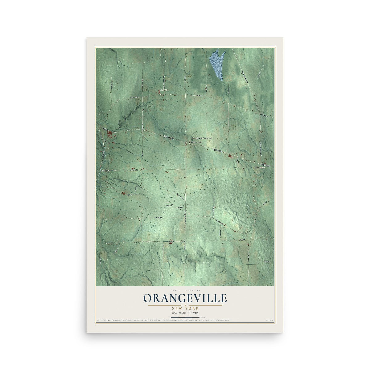 Orangeville, New York map print, 12" x 18" Archival Matte Print mockup