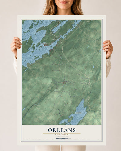 Orleans, New York map print, 24" x 36" Archival Matte Print mockup
