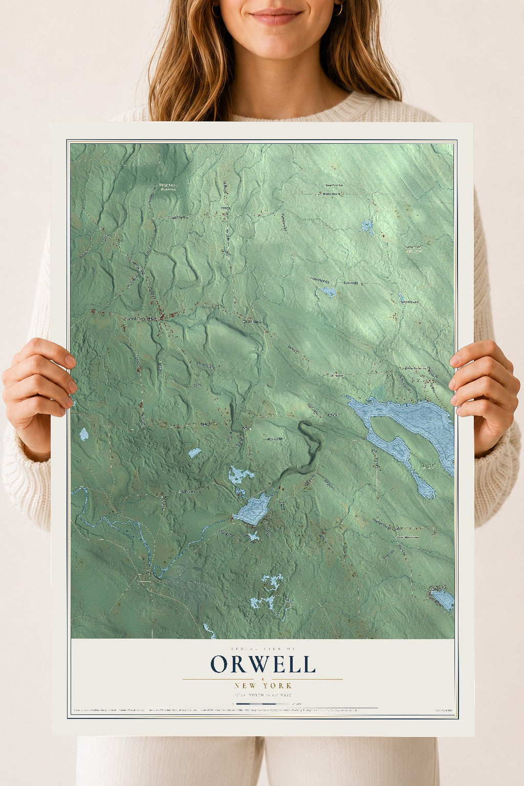 Orwell, New York map print, 18" x 24" Archival Matte Print mockup