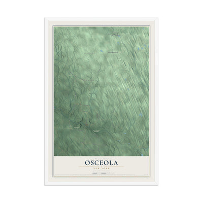 Osceola, New York map print, 12" x 18" W/ White Ayous Wood Frame mockup