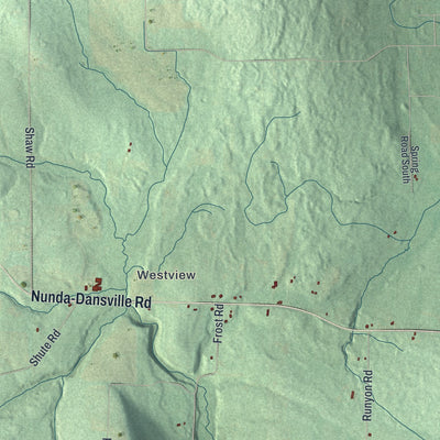 Close-up 1 of the Ossian, New York map artwork