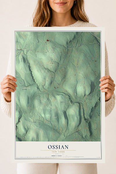 Ossian, New York map print, 18" x 24" Archival Matte Print mockup