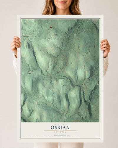 Ossian, New York map print, 24" x 36" Archival Matte Print mockup