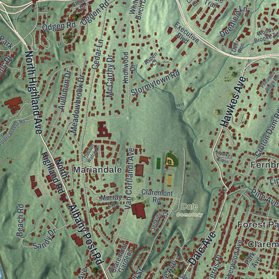 Close-up 2 of the Ossining, New York map artwork