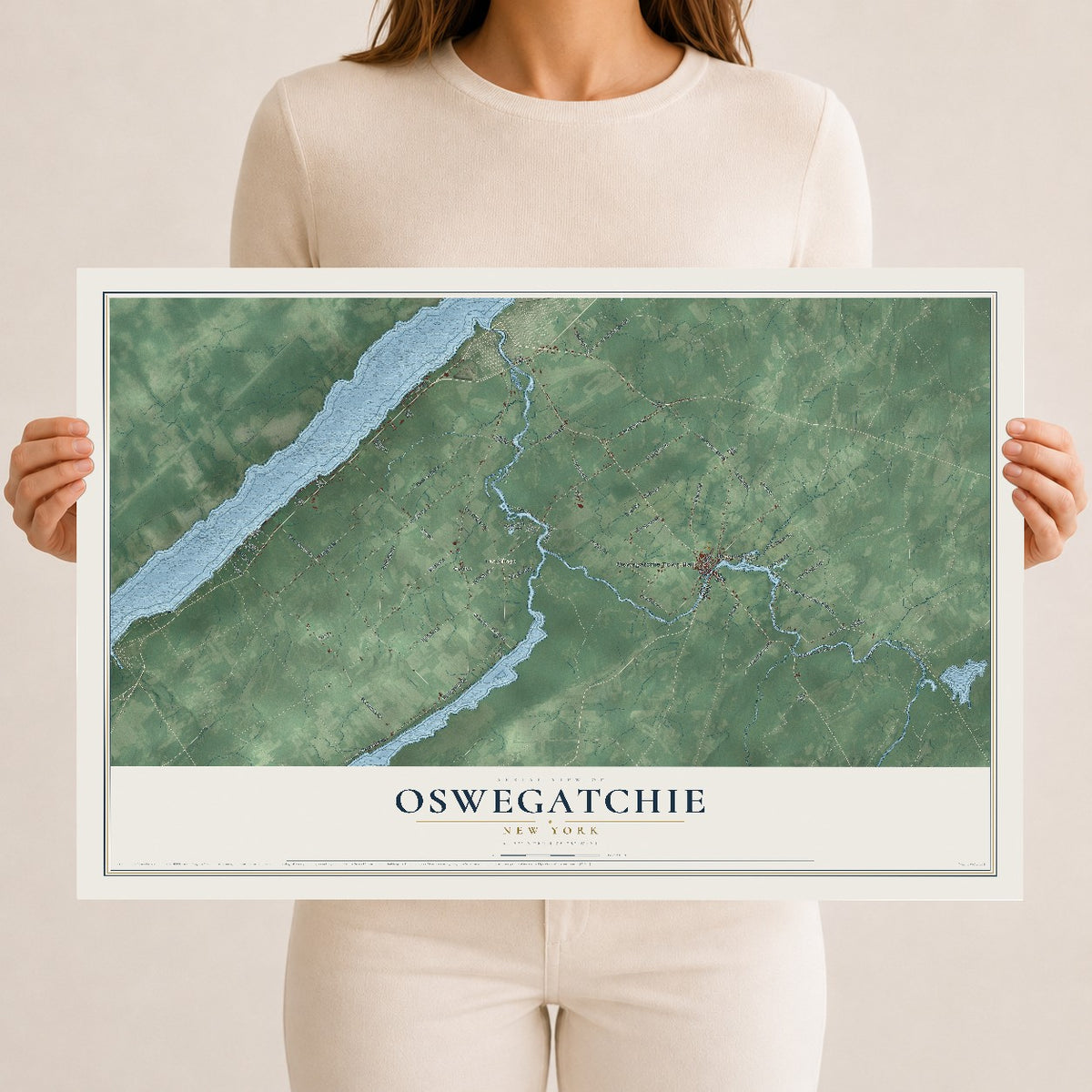 Map of Oswegatchie, New York, 12 x 18 inch unframed archival matte print