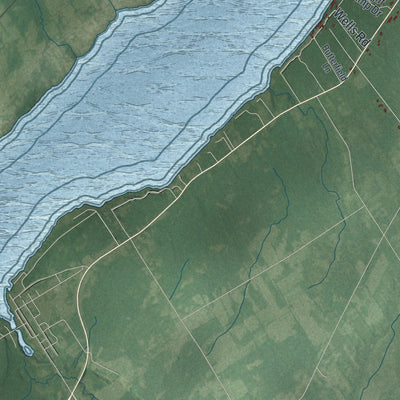 Second close-up of the map of Oswegatchie, New York print showing more streets and buildings