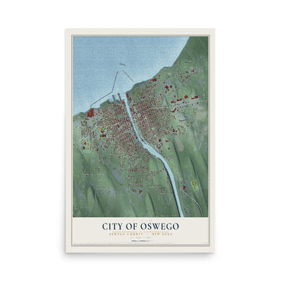 Map of the City of Oswego, Oswego County, New York, 12 x 18 inch unframed archival matte print