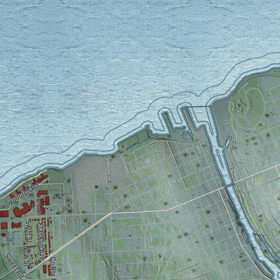 Close-up 1 of the Oswego, New York map artwork