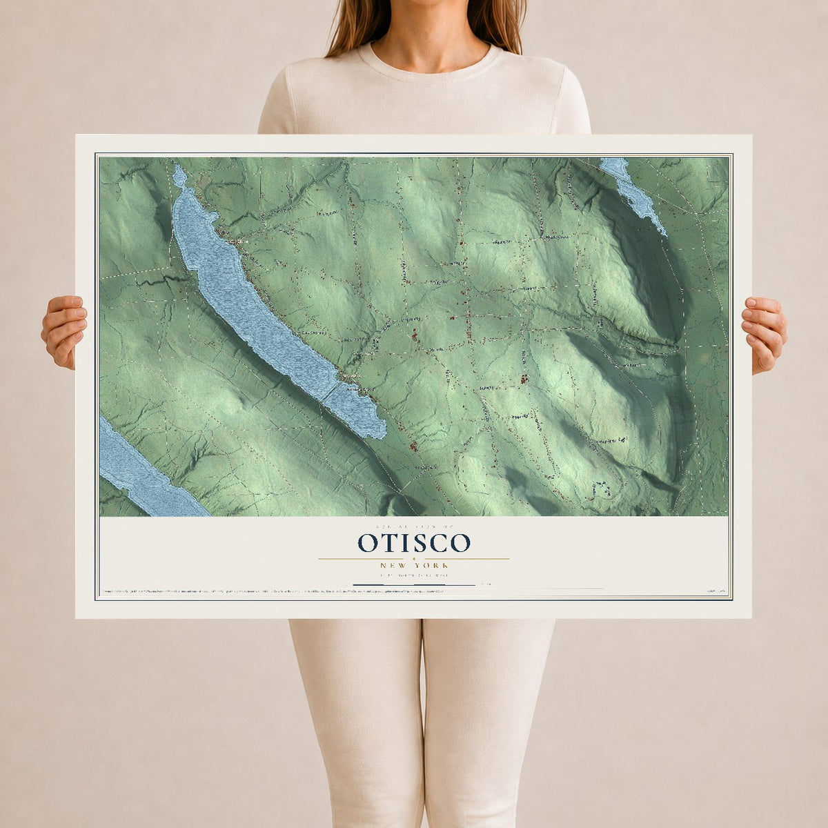 Otisco, New York map print, 24" x 36" Archival Matte Print mockup