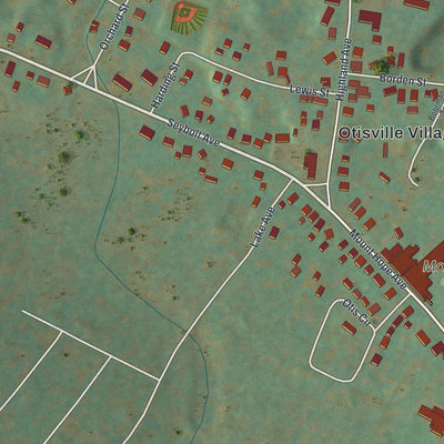Close-up of the map of Otisville, New York print showing street and building detail