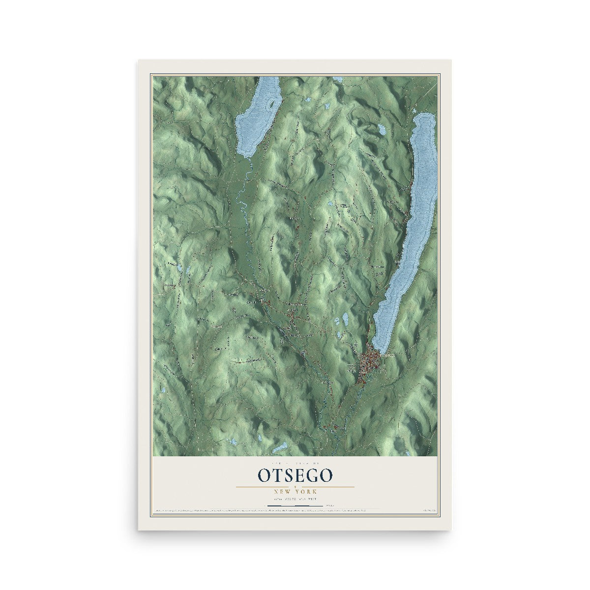 Otsego, New York map print, 12" x 18" Archival Matte Print mockup