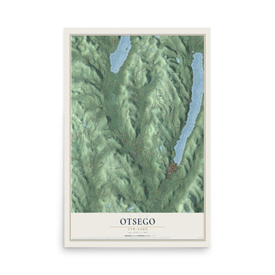 Otsego, New York map print, 12" x 18" Archival Matte Print mockup