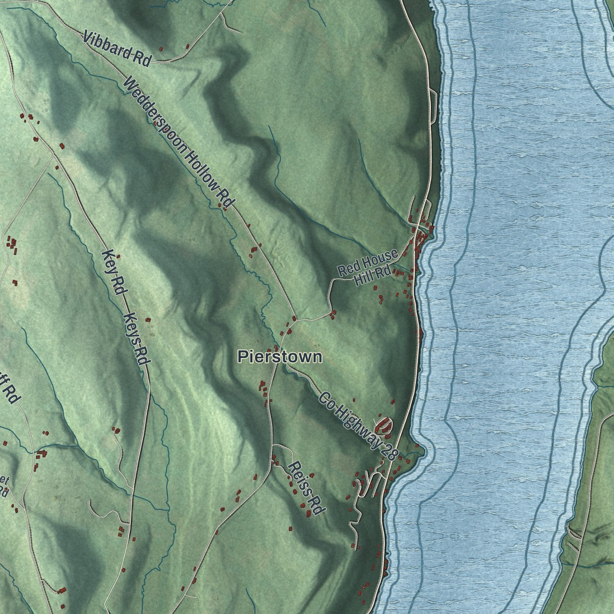 Close-up 2 of the Otsego, New York map artwork