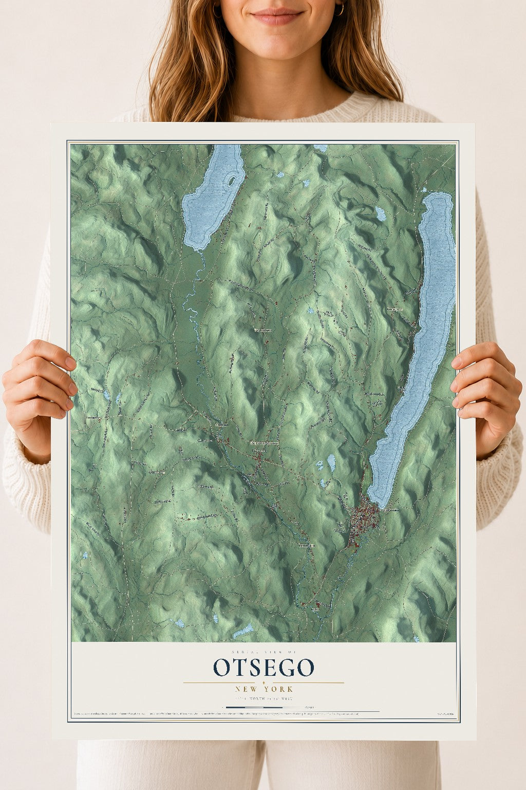 Otsego, New York map print, 18" x 24" Archival Matte Print mockup