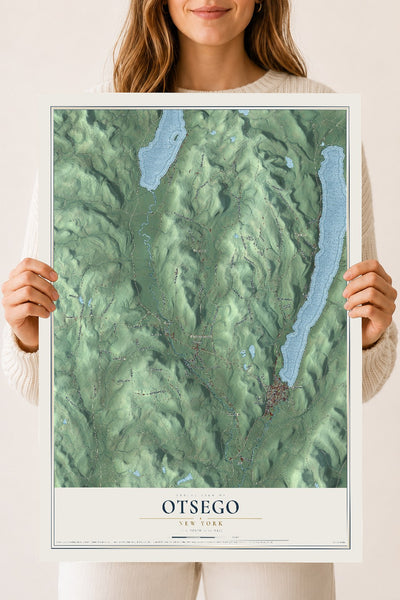 Otsego, New York map print, 18" x 24" Archival Matte Print mockup