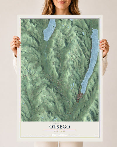 Otsego, New York map print, 24" x 36" Archival Matte Print mockup