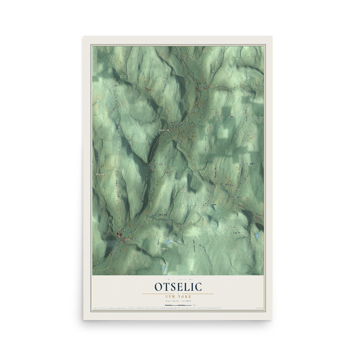 Otselic, New York map print, 12" x 18" Archival Matte Print mockup