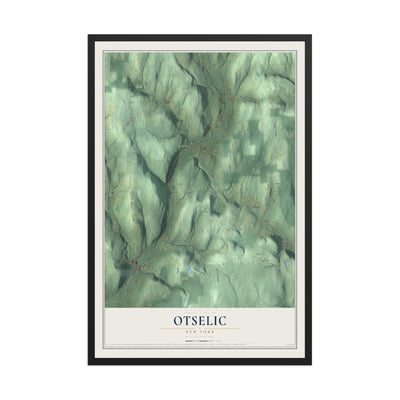 Otselic, New York map print, 12" x 18" W/ Black Ayous Wood Frame mockup