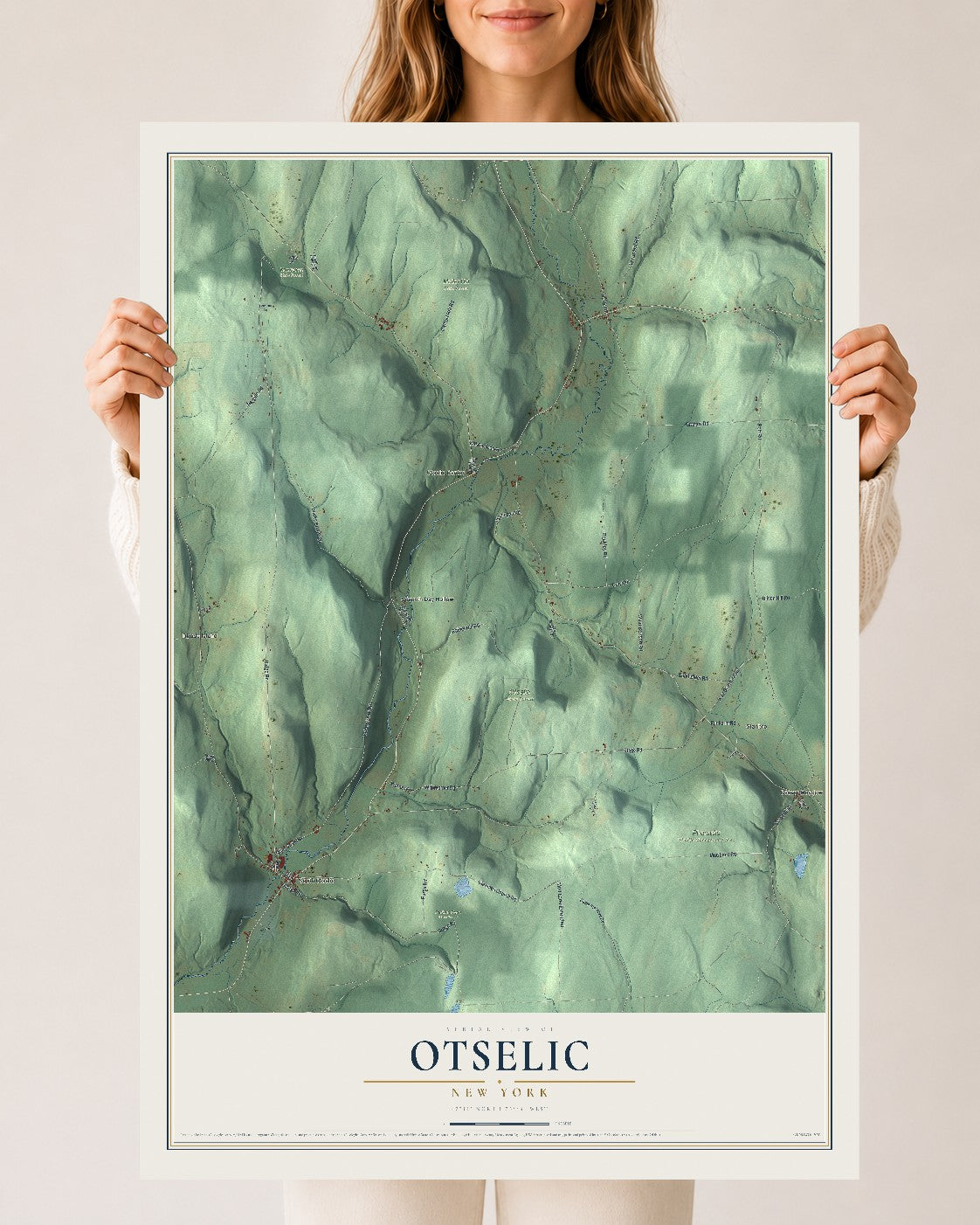 Otselic, New York map print, 24" x 36" Archival Matte Print mockup